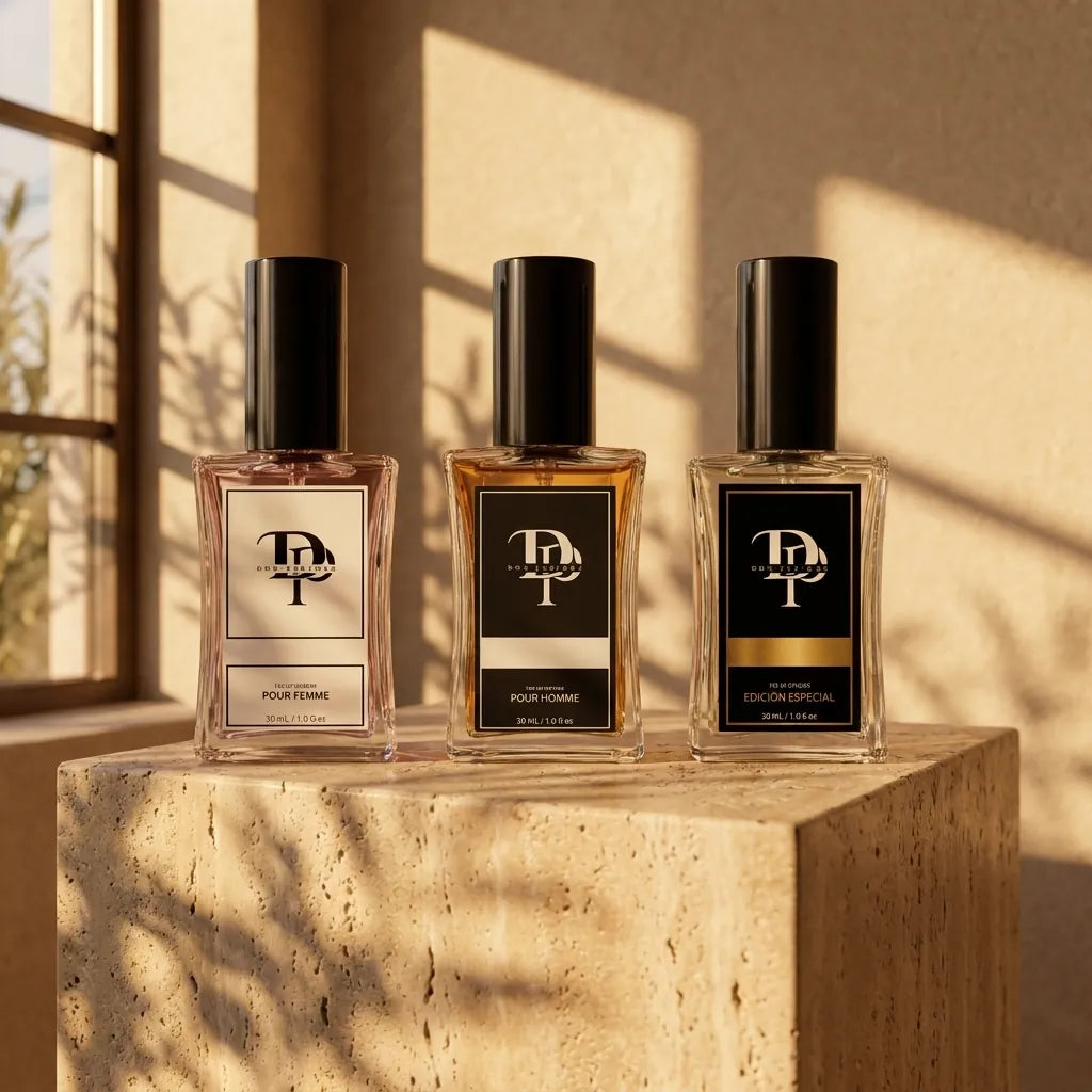 Tres perfumes de 30 ml Don Perfume con luz natural