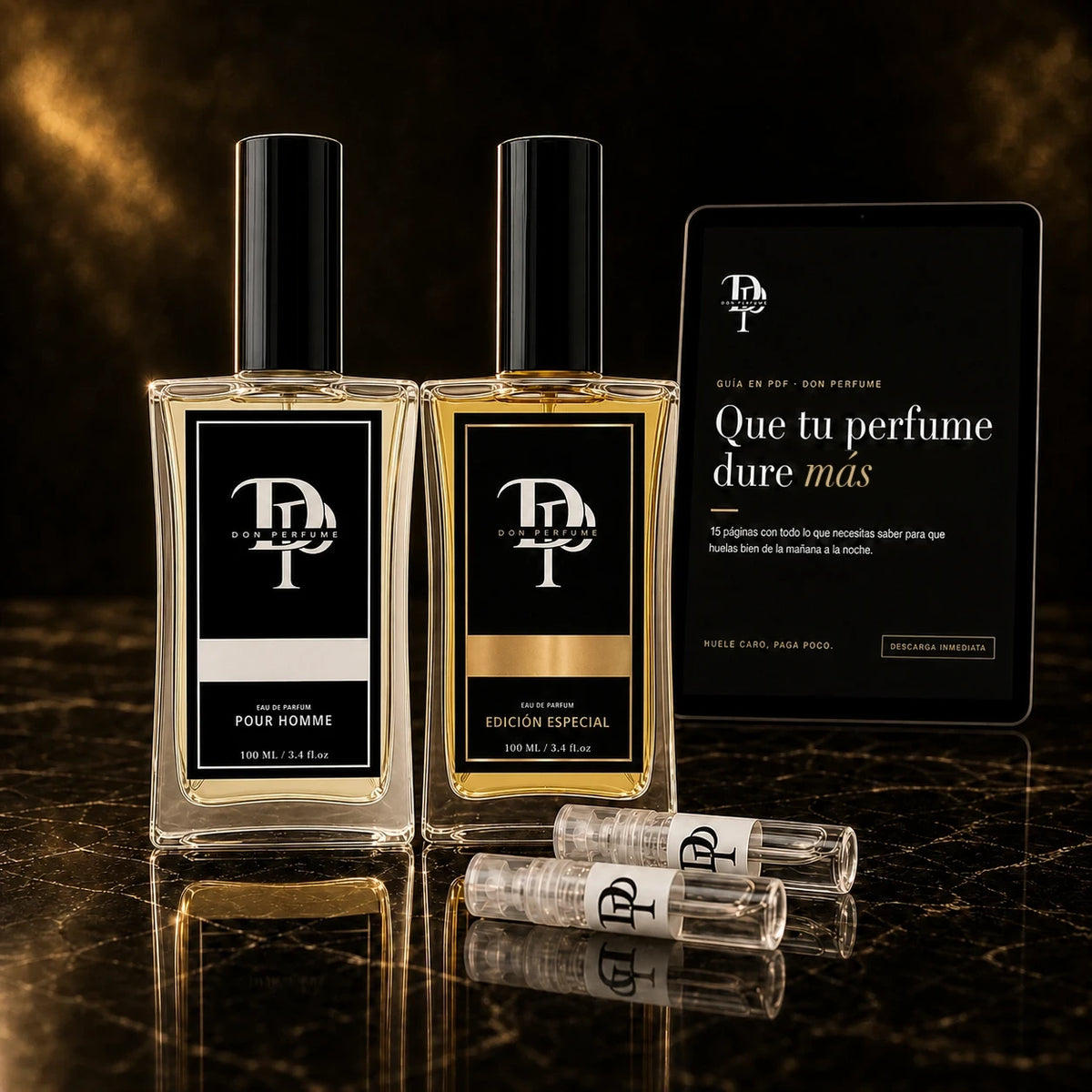 Pack Dúo de Don Perfume: 2 perfumes de 100 ml, 2 muestras y la guía Que tu perfume dure más